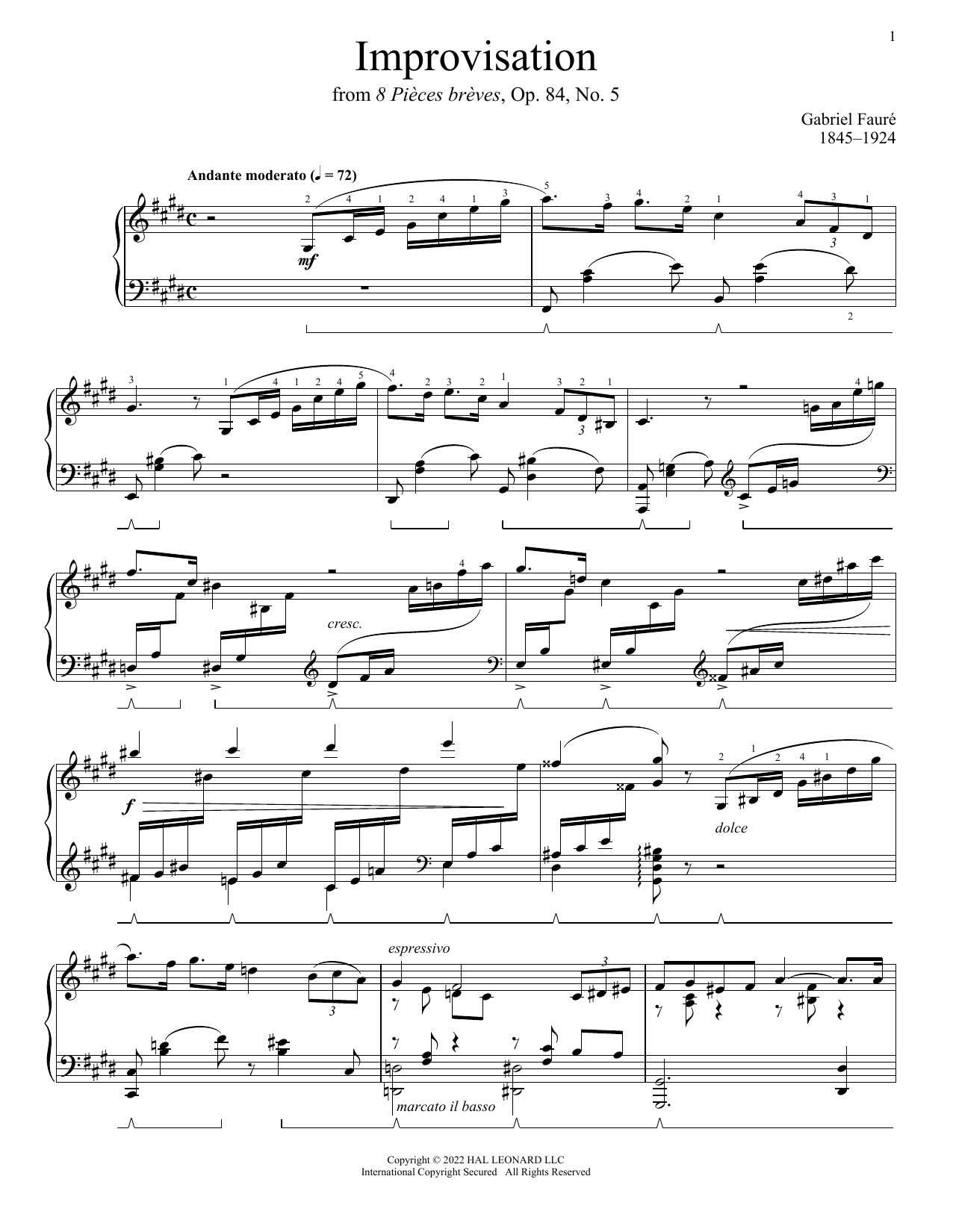 Download Gabriel Faure Improvisation In C-Sharp Minor, Op. 84, No. 5 Sheet Music and learn how to play Piano Solo PDF digital score in minutes