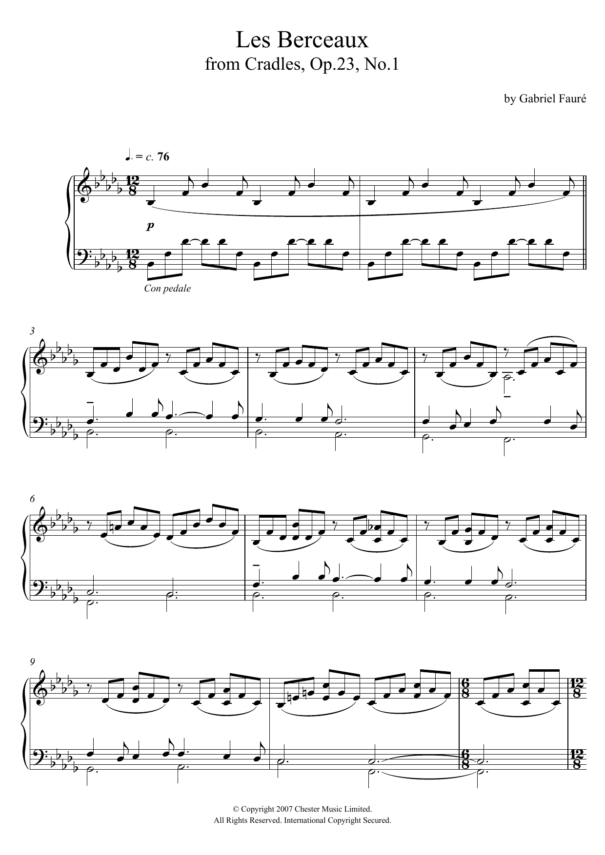 Download Gabriel Fauré Les Berceaux (from Cradles, Op.23, No.1) Sheet Music and learn how to play Piano PDF digital score in minutes