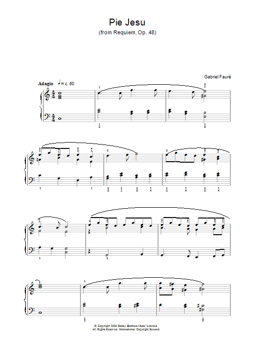 Download Gabriel Faure Pie Jesu, Requiem, Op.48 Sheet Music and learn how to play Piano Solo PDF digital score in minutes