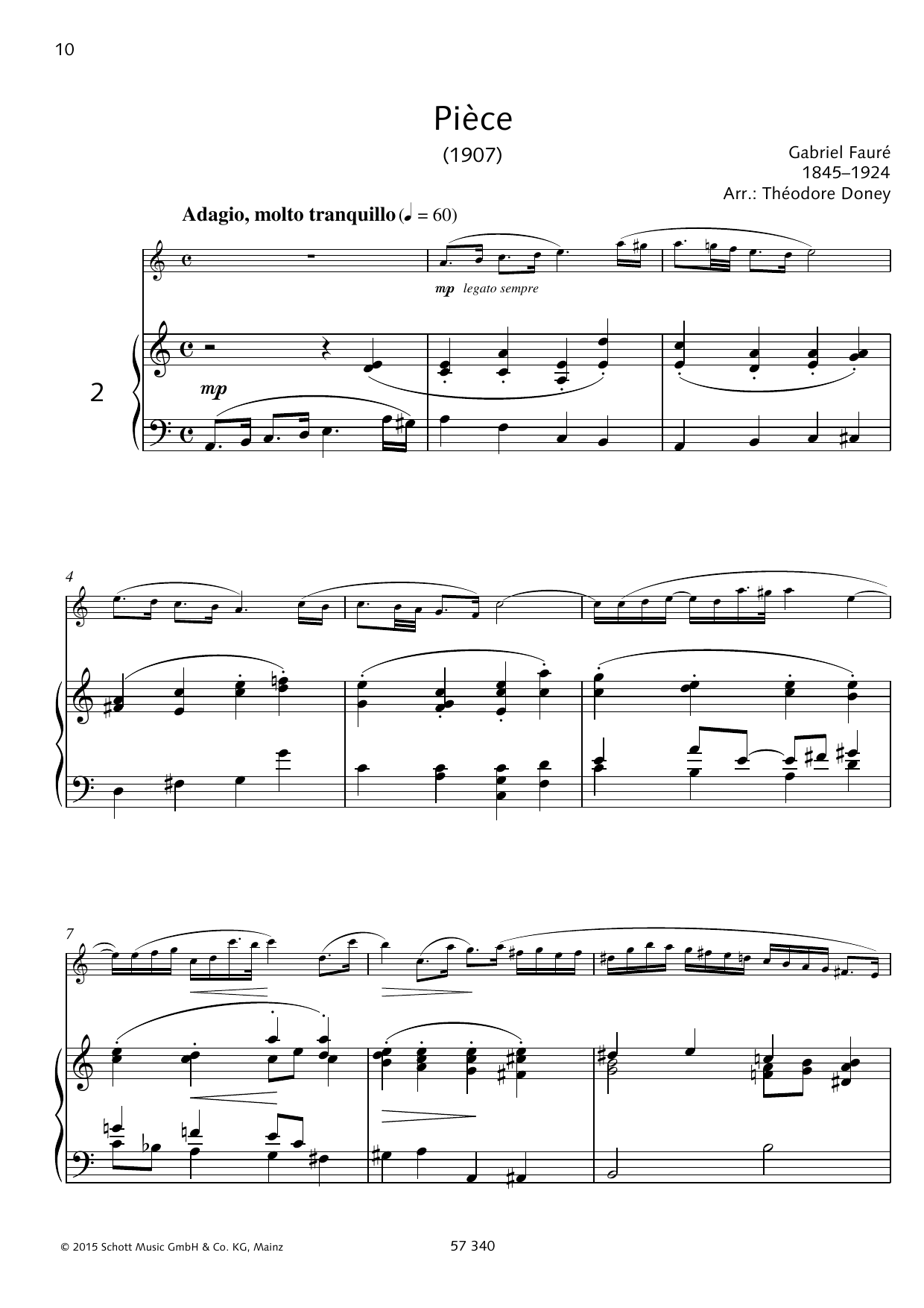 Download Gabriel Fauré Piece Sheet Music and learn how to play Woodwind Solo PDF digital score in minutes