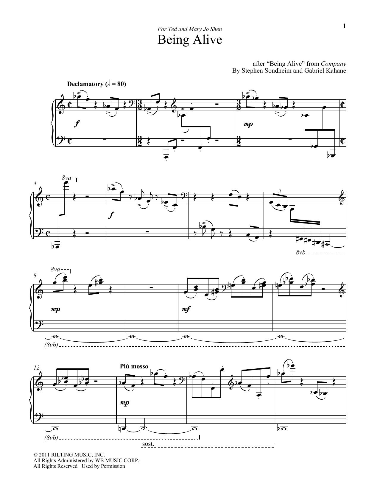 Download Stephen Sondheim Being Alive (arr. Gabriel Kahane) Sheet Music and learn how to play Piano PDF digital score in minutes