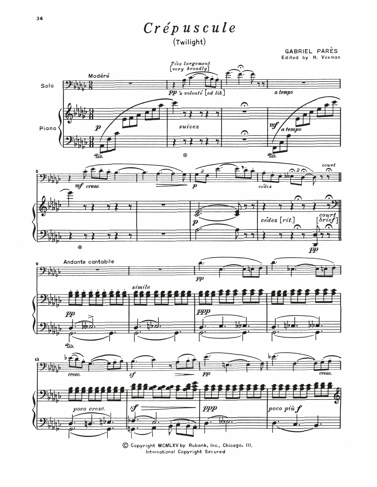 Download Gabriel Parès Crepuscule Sheet Music and learn how to play Trombone and Piano PDF digital score in minutes