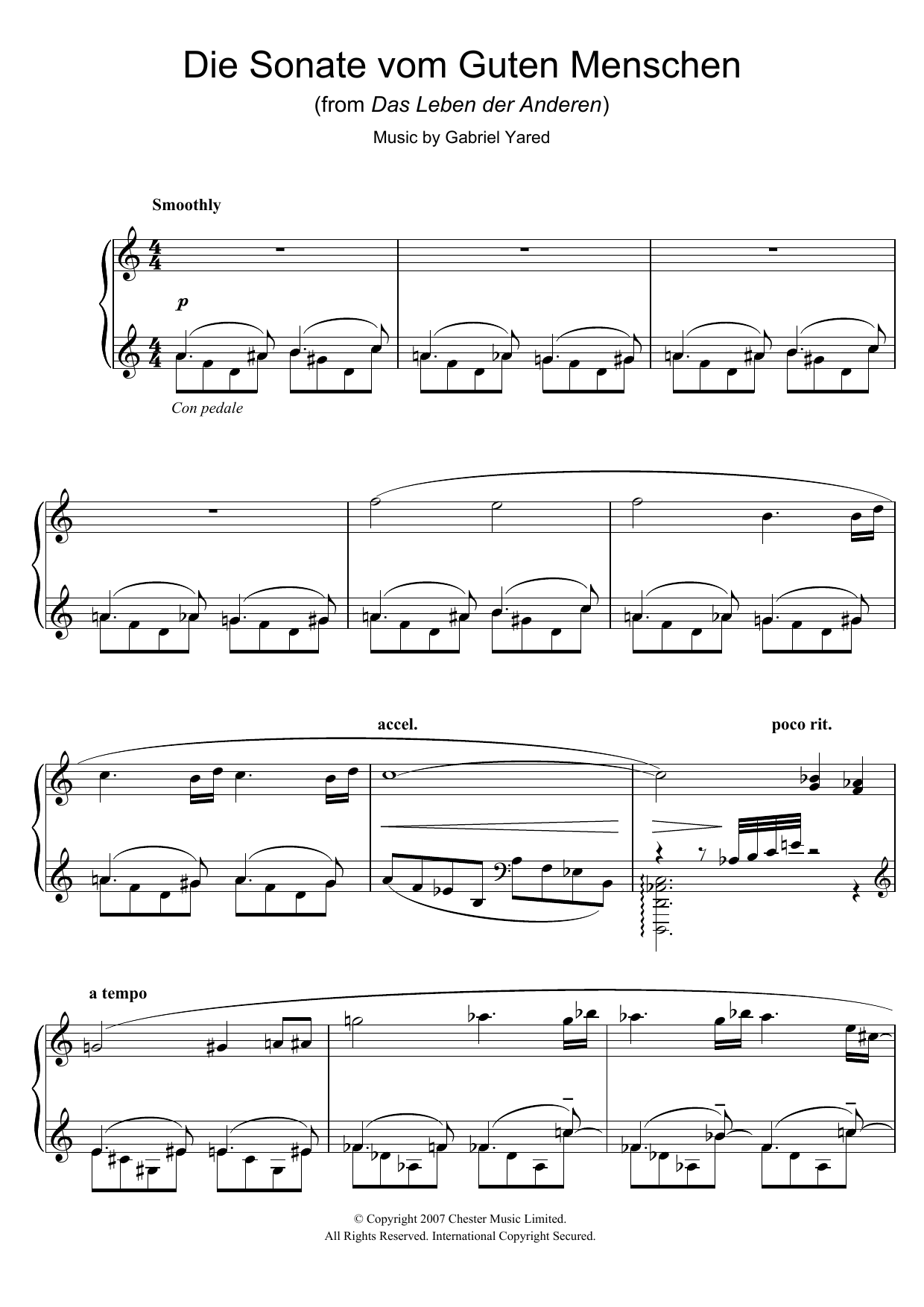 Download Gabriel Yared Die Andere Sonate (from Das Leben der Anderen) Sheet Music and learn how to play Piano PDF digital score in minutes
