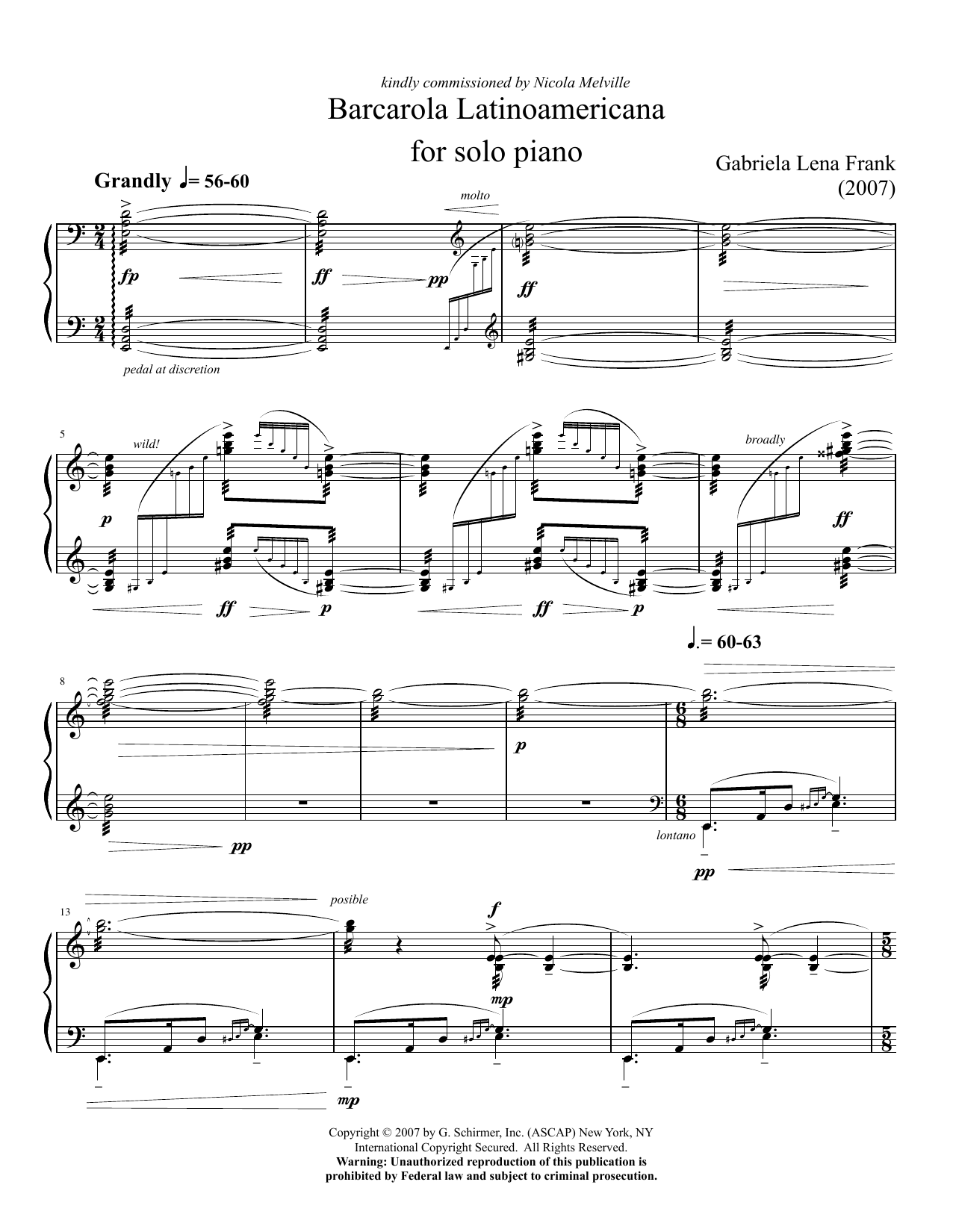 Download Gabriela Lena Frank Barcarola Latinoamericana Sheet Music and learn how to play Piano PDF digital score in minutes