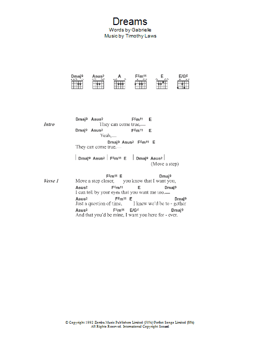 Download Gabrielle Dreams Sheet Music and learn how to play Lyrics & Chords PDF digital score in minutes