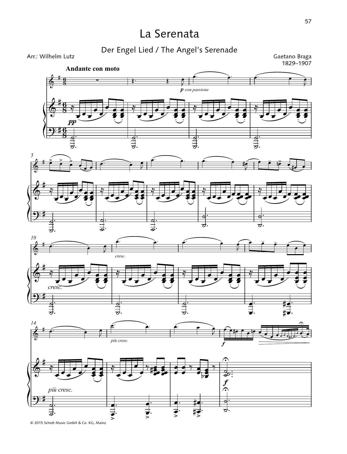 Download Gaetano Braga The Angel's Serenade Sheet Music and learn how to play String Solo PDF digital score in minutes