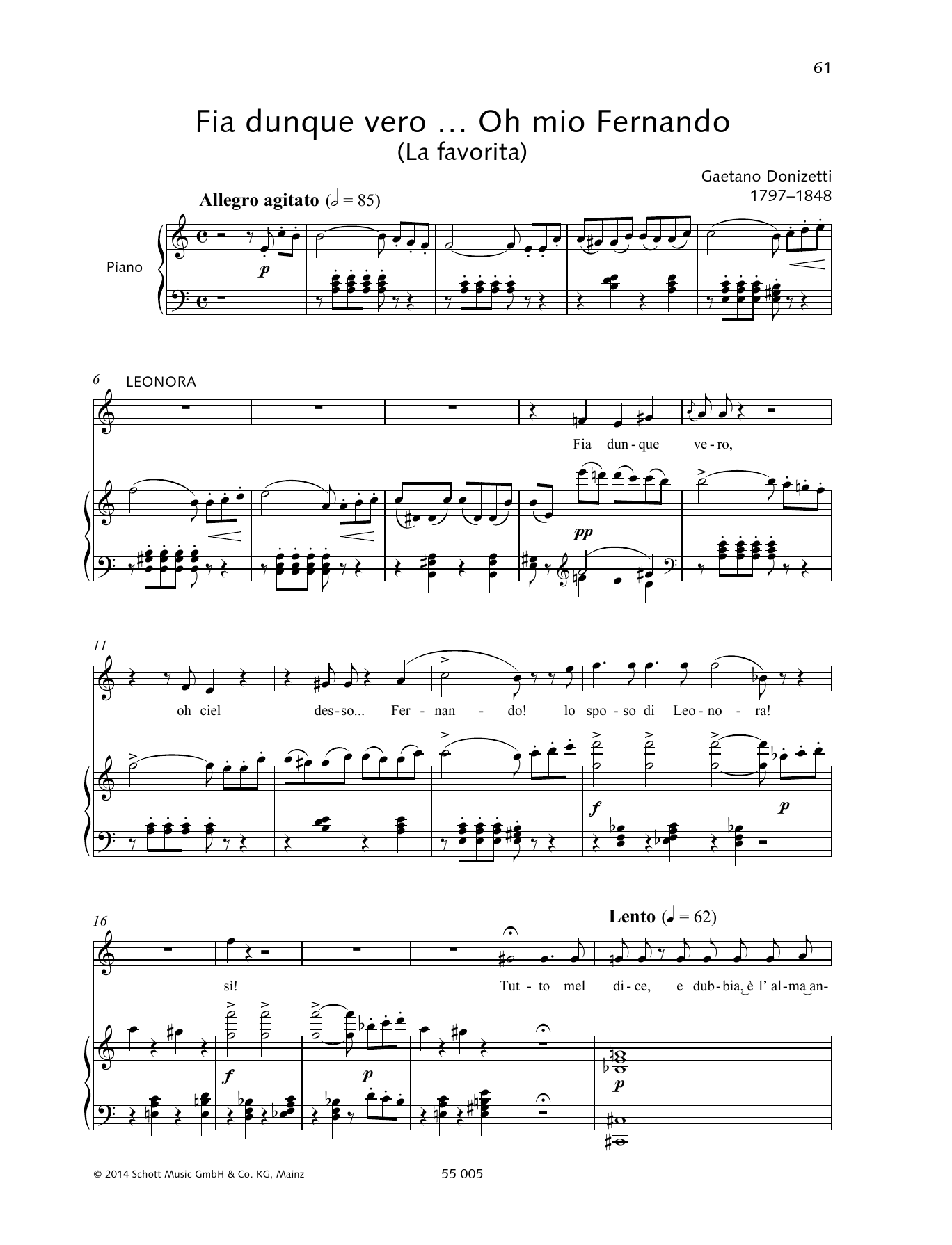 Download Gaetano Donizetti Fia dunque vero... Oh mio Fernando Sheet Music and learn how to play Piano & Vocal PDF digital score in minutes
