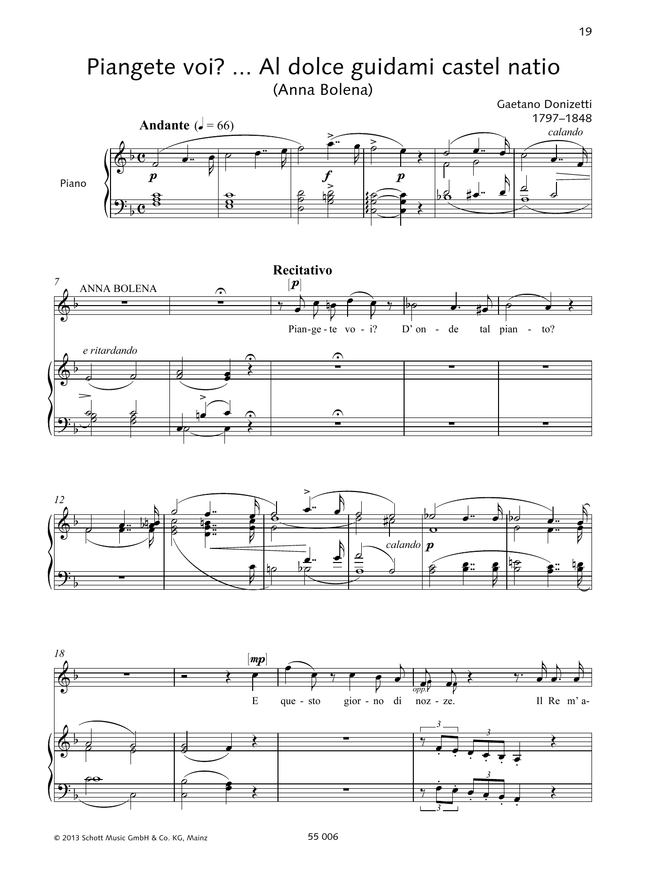 Download Gaetano Donizetti Piangete voi? Al dolce guidami castel natio Sheet Music and learn how to play Piano & Vocal PDF digital score in minutes