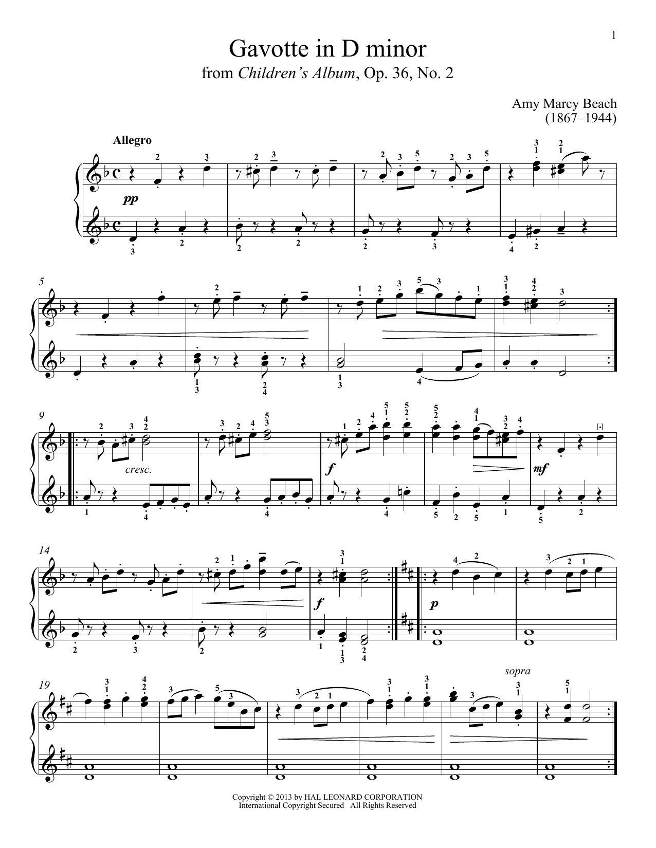 Download Gail Smith Gavotte in D Minor Sheet Music and learn how to play Piano PDF digital score in minutes