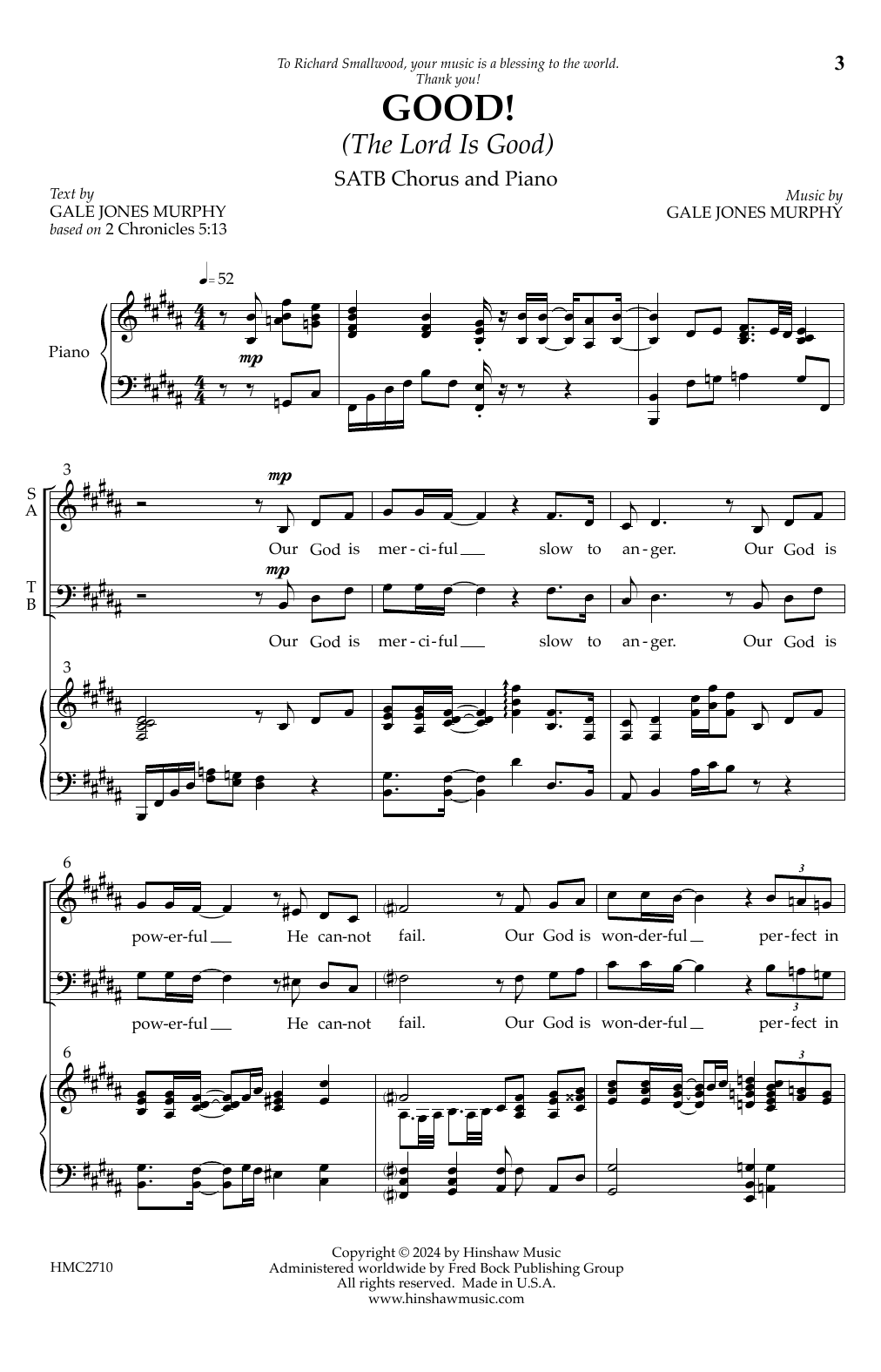 Download Gale Jones Murphy Good! (The Lord Is Good) Sheet Music and learn how to play SATB Choir PDF digital score in minutes