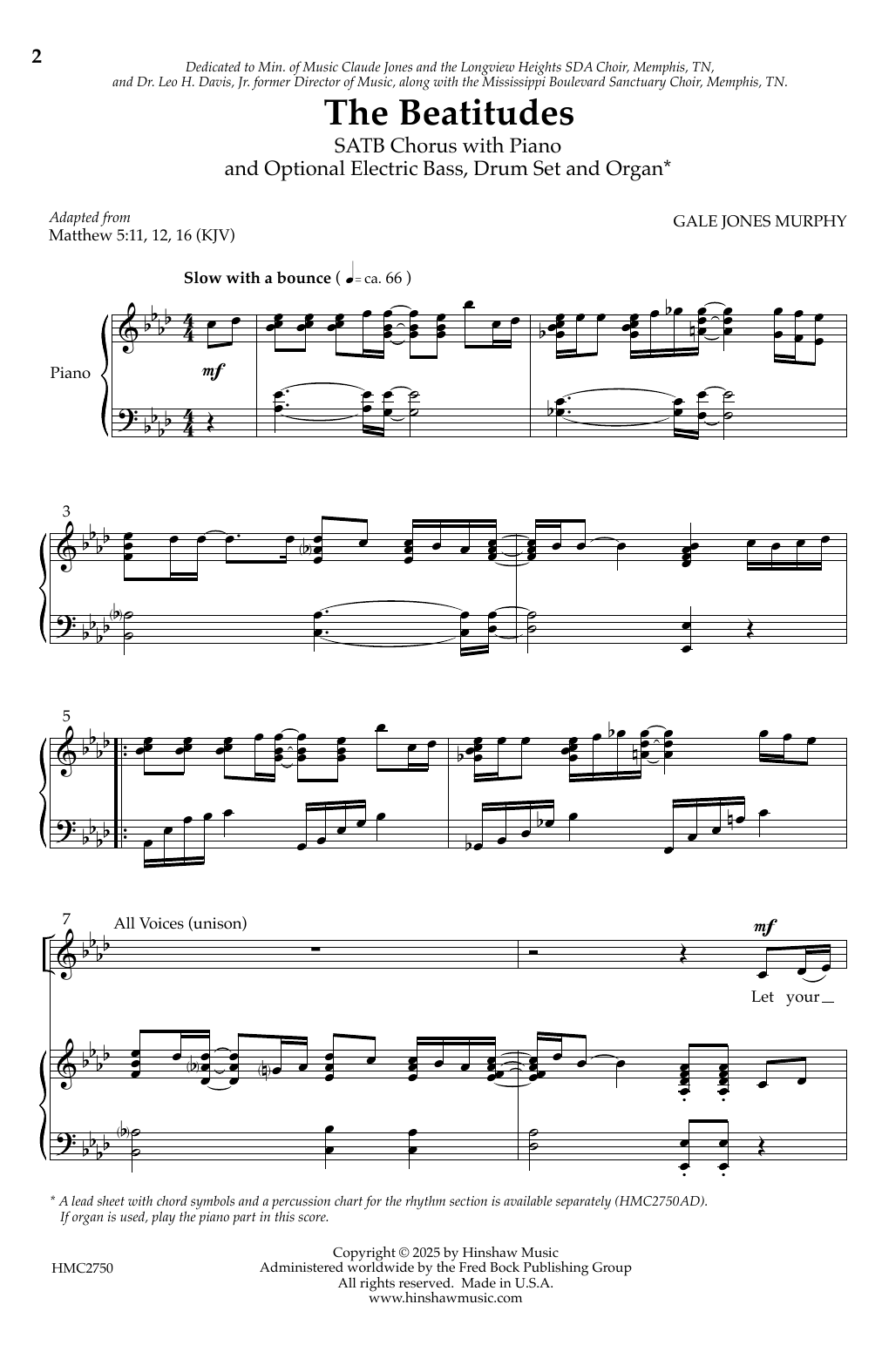 Download Gale Jones Murphy The Beatitudes Sheet Music and learn how to play SATB Choir PDF digital score in minutes