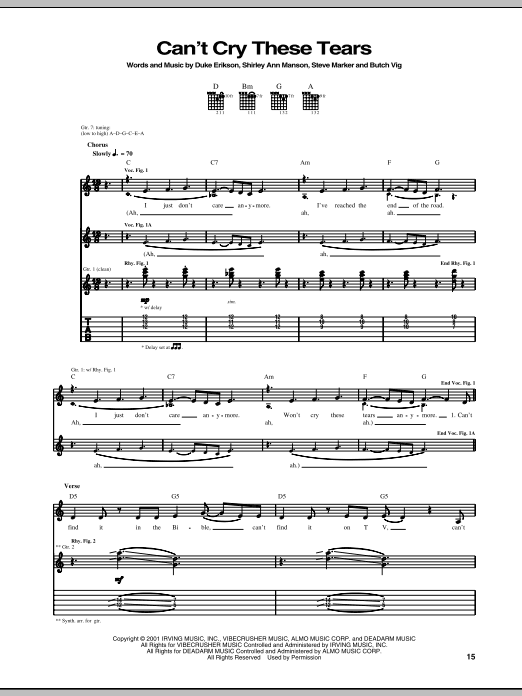 Download Garbage Can't Cry These Tears Sheet Music and learn how to play Guitar Tab PDF digital score in minutes