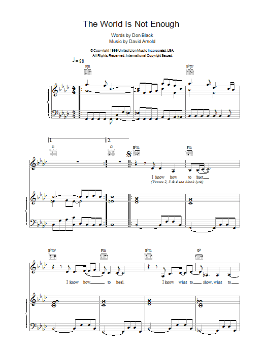 Download Garbage The World Is Not Enough Sheet Music and learn how to play Easy Piano PDF digital score in minutes
