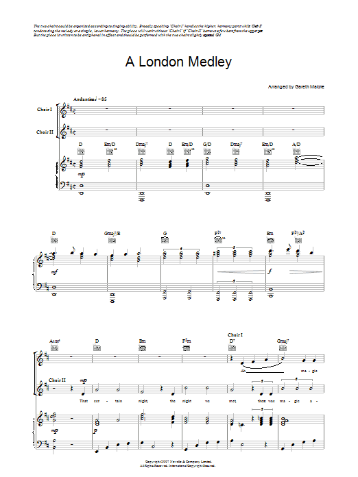 Download Gareth Malone A London Medley (for the Sing London! Festival) Sheet Music and learn how to play Piano, Vocal & Guitar (Right-Hand Melody) PDF digital score in minutes