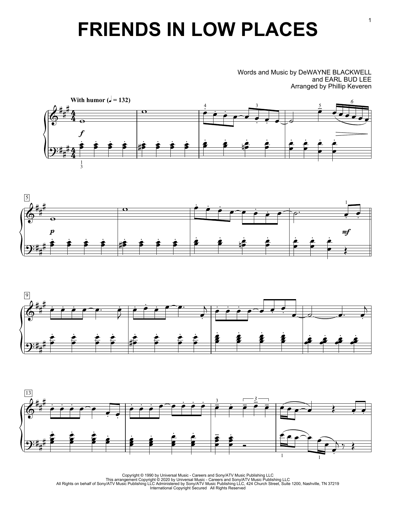 Download Garth Brooks Friends In Low Places [Classical version] (arr. Phillip Keveren) Sheet Music and learn how to play Piano Solo PDF digital score in minutes