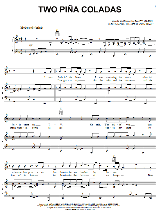 Download Garth Brooks Two Pina Coladas Sheet Music and learn how to play Lyrics & Chords PDF digital score in minutes