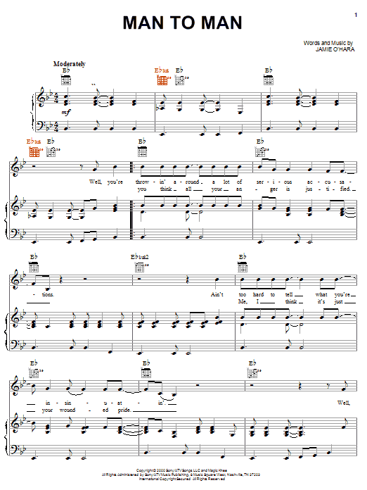 Download Gary Allan Man To Man Sheet Music and learn how to play Piano, Vocal & Guitar (Right-Hand Melody) PDF digital score in minutes