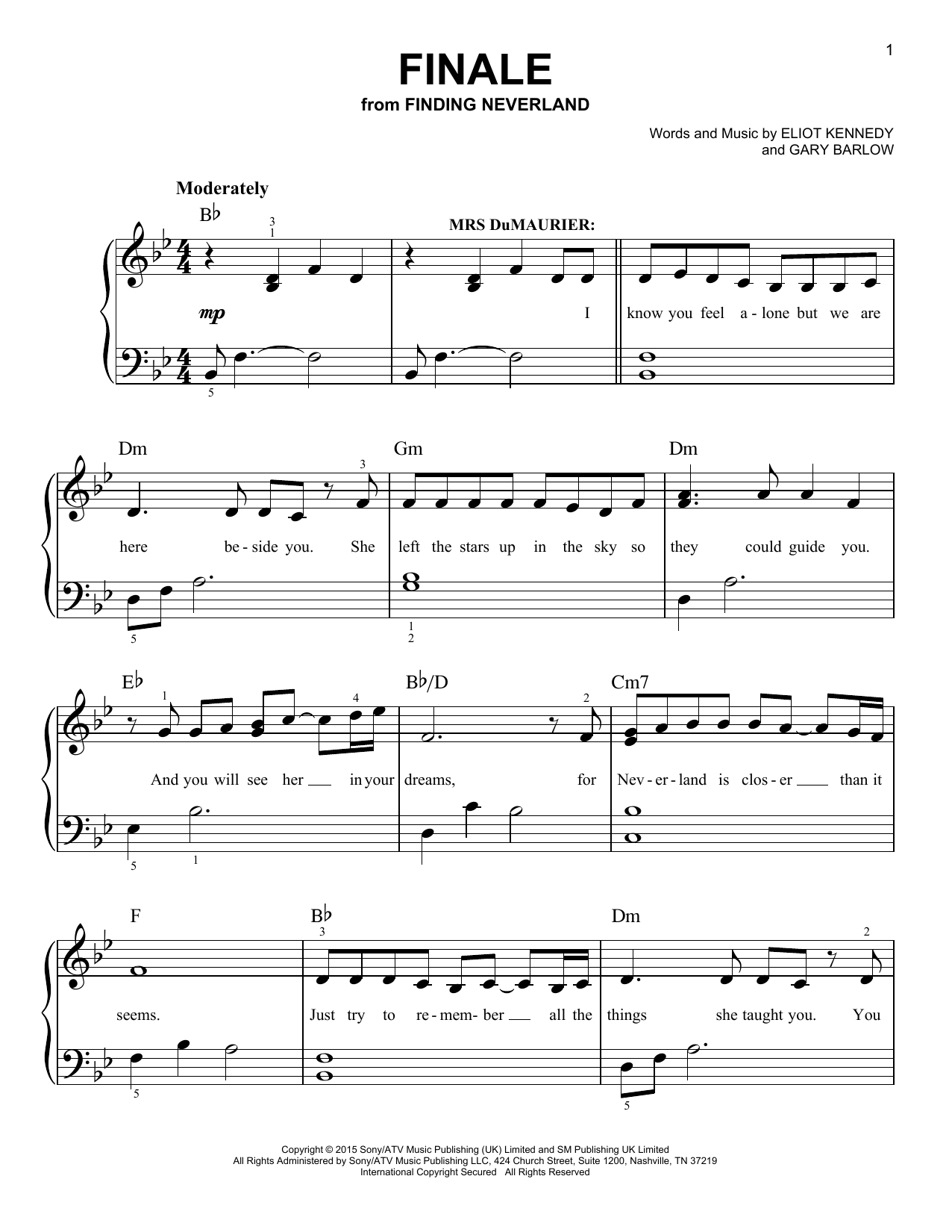 Download Gary Barlow & Eliot Kennedy Finale (from 'Finding Neverland') Sheet Music and learn how to play Easy Piano PDF digital score in minutes