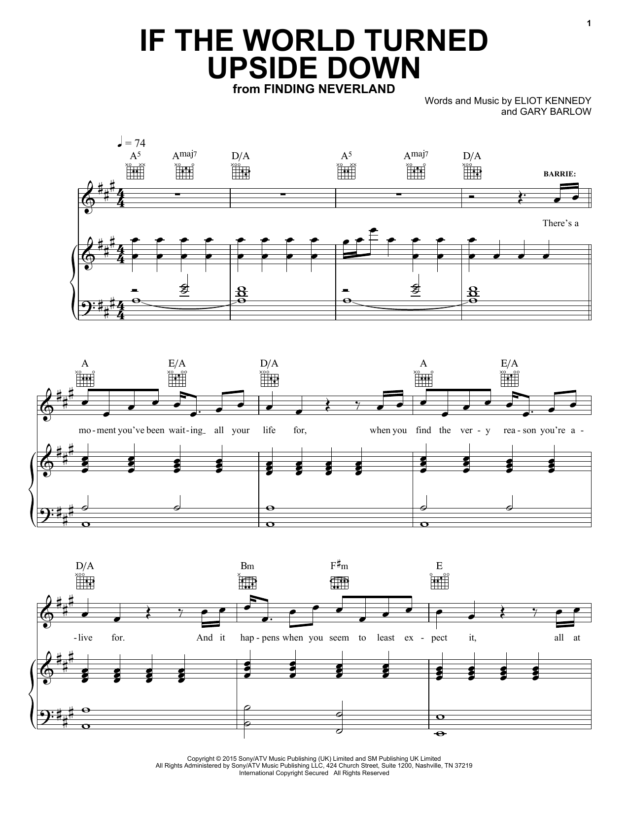 Download Gary Barlow If The World Turned Upside Down Sheet Music and learn how to play Piano, Vocal & Guitar (Right-Hand Melody) PDF digital score in minutes
