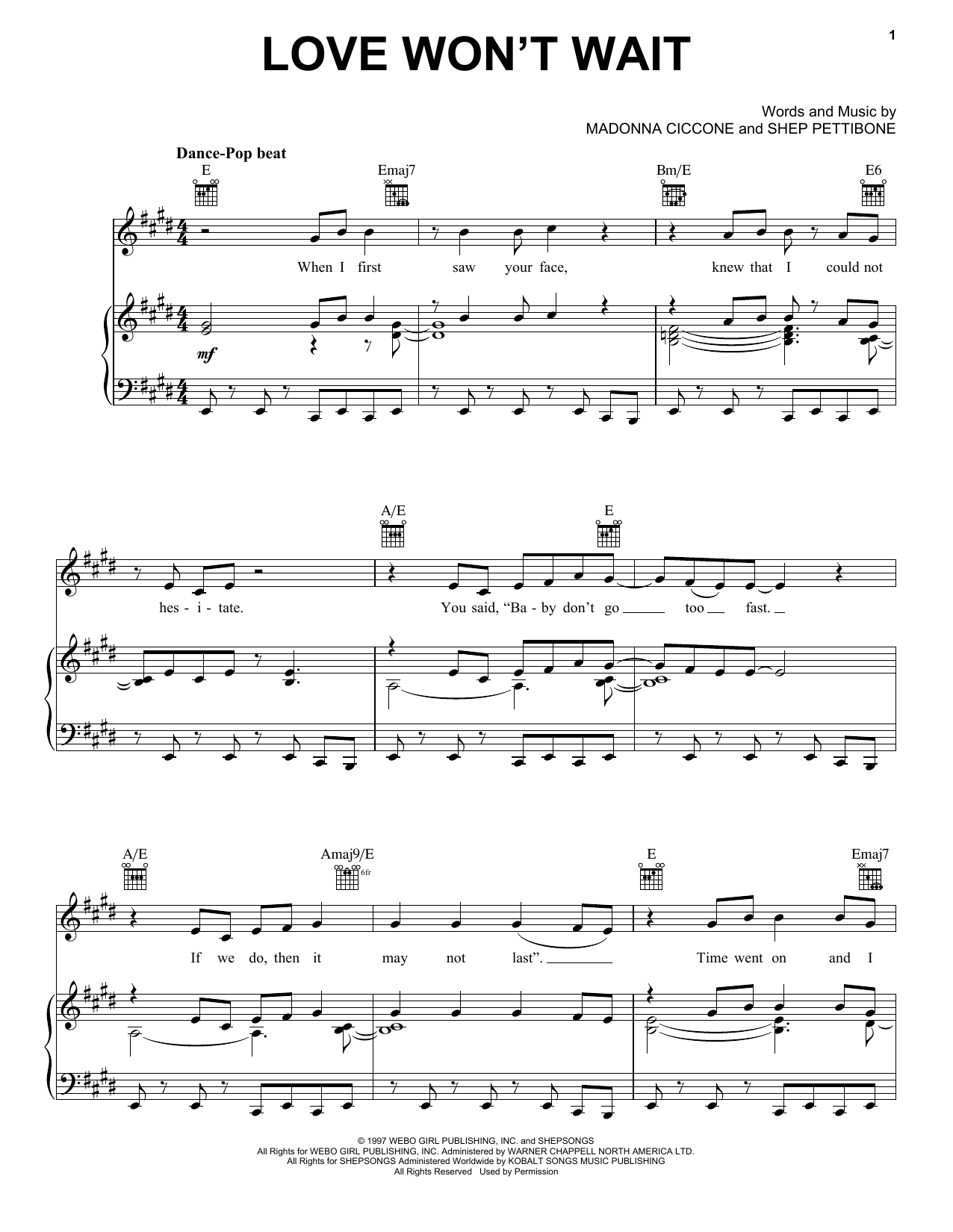 Download Gary Barlow Love Won't Wait Sheet Music and learn how to play Piano, Vocal & Guitar Chords (Right-Hand Melody) PDF digital score in minutes