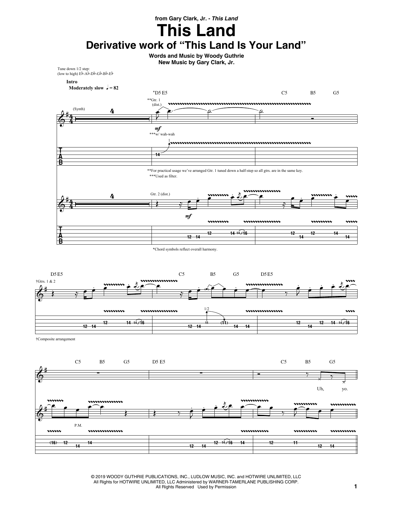 Download Gary Clark, Jr. This Land Sheet Music and learn how to play Guitar Tab PDF digital score in minutes