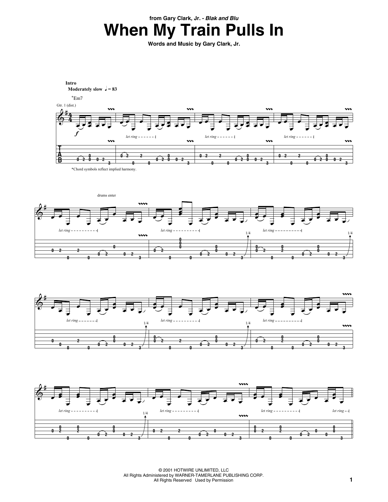 Download Gary Clark, Jr. When My Train Pulls In Sheet Music and learn how to play Guitar Tab PDF digital score in minutes