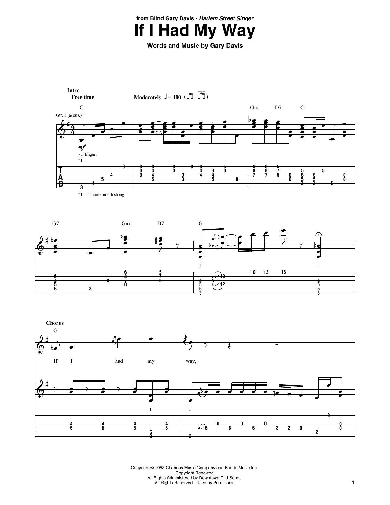 Download Gary Davis If I Had My Way Sheet Music and learn how to play Solo Guitar PDF digital score in minutes