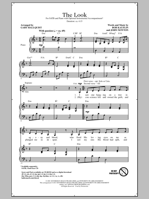 Download Gary Hallquist The Look Sheet Music and learn how to play SATB PDF digital score in minutes
