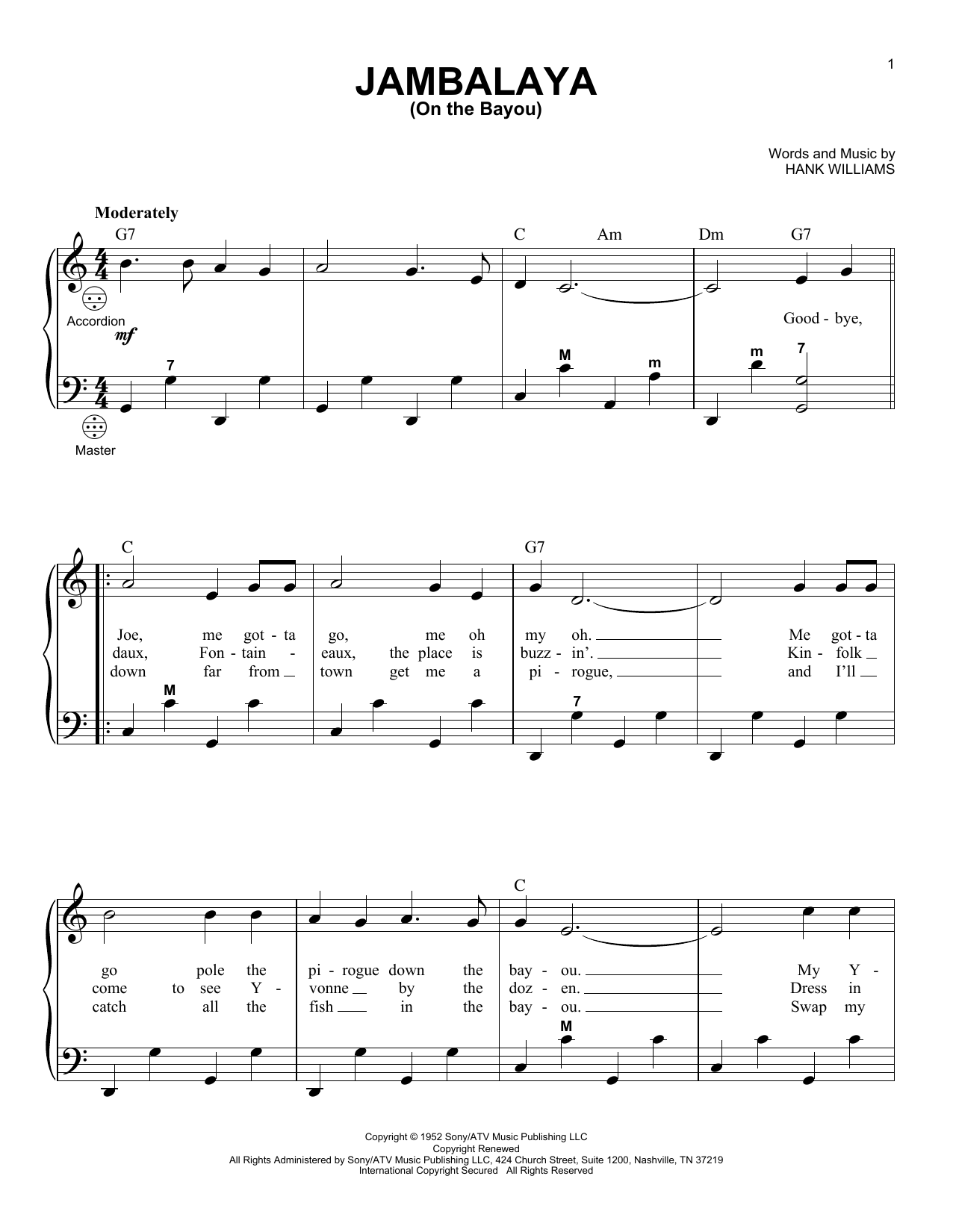 Download Gary Meisner Jambalaya (On The Bayou) Sheet Music and learn how to play Accordion PDF digital score in minutes