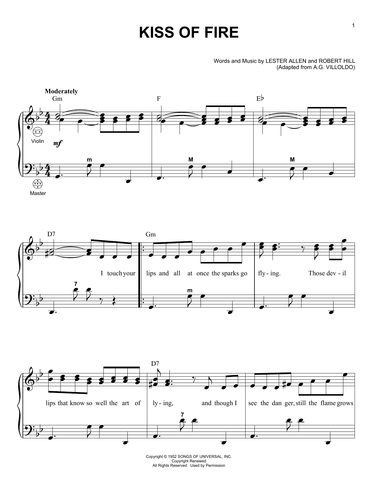 Download Georgia Gibbs Kiss Of Fire Sheet Music and learn how to play Accordion PDF digital score in minutes