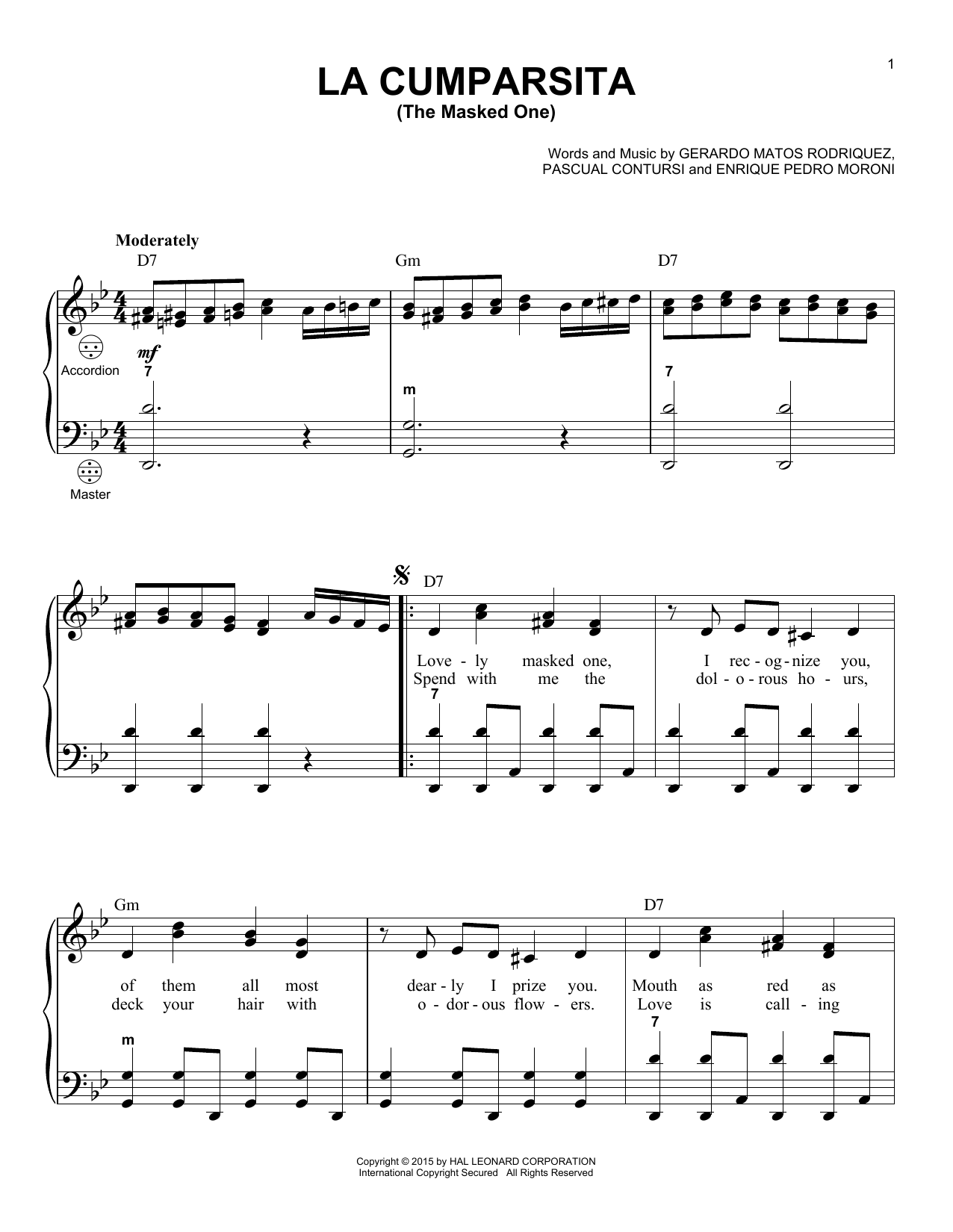 Download Gerardo Matos Rodriguez La Cumparsita (The Masked One) Sheet Music and learn how to play Accordion PDF digital score in minutes