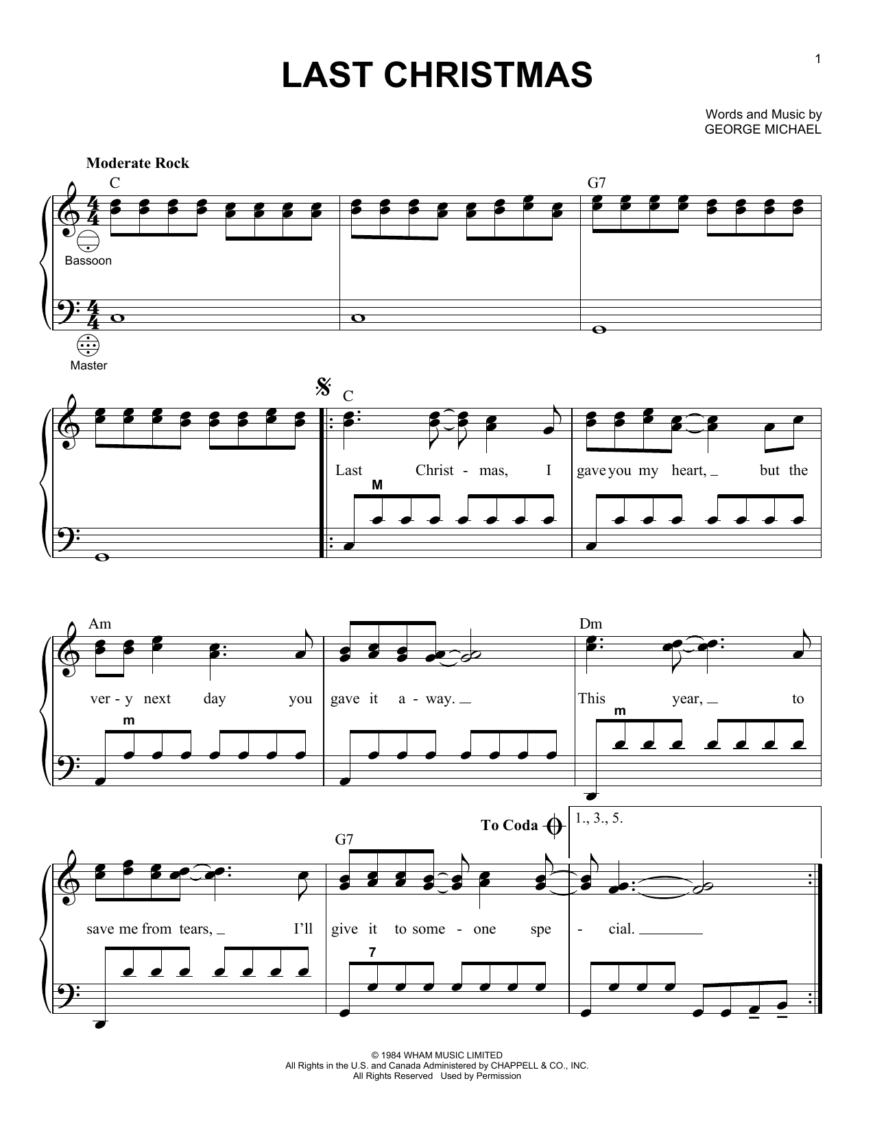 Download Wham! Last Christmas Sheet Music and learn how to play Accordion PDF digital score in minutes
