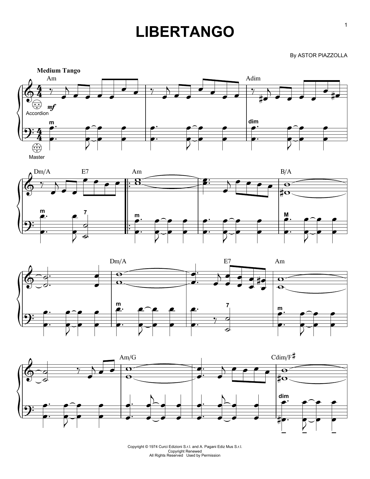 Download Gary Meisner Libertango Sheet Music and learn how to play Accordion PDF digital score in minutes