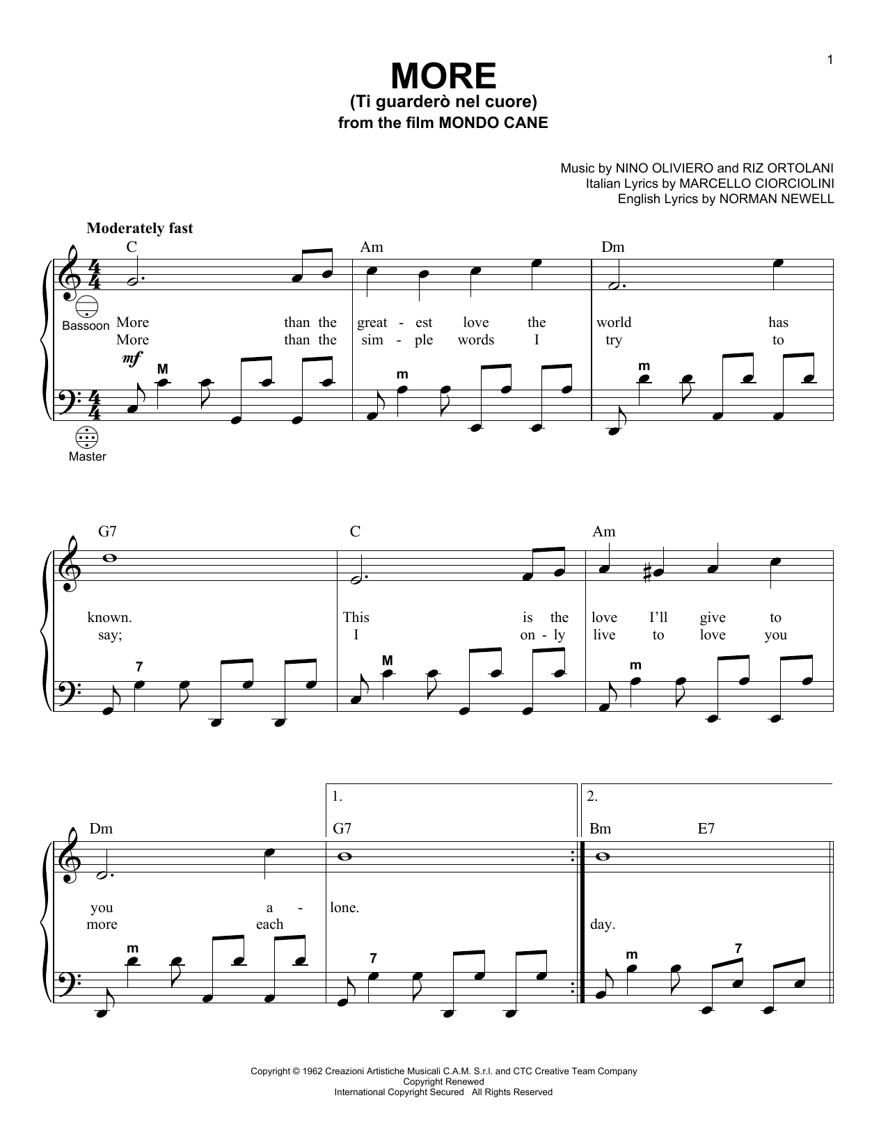 Download Gary Meisner More (Ti Guarderò Nel Cuore) Sheet Music and learn how to play Accordion PDF digital score in minutes