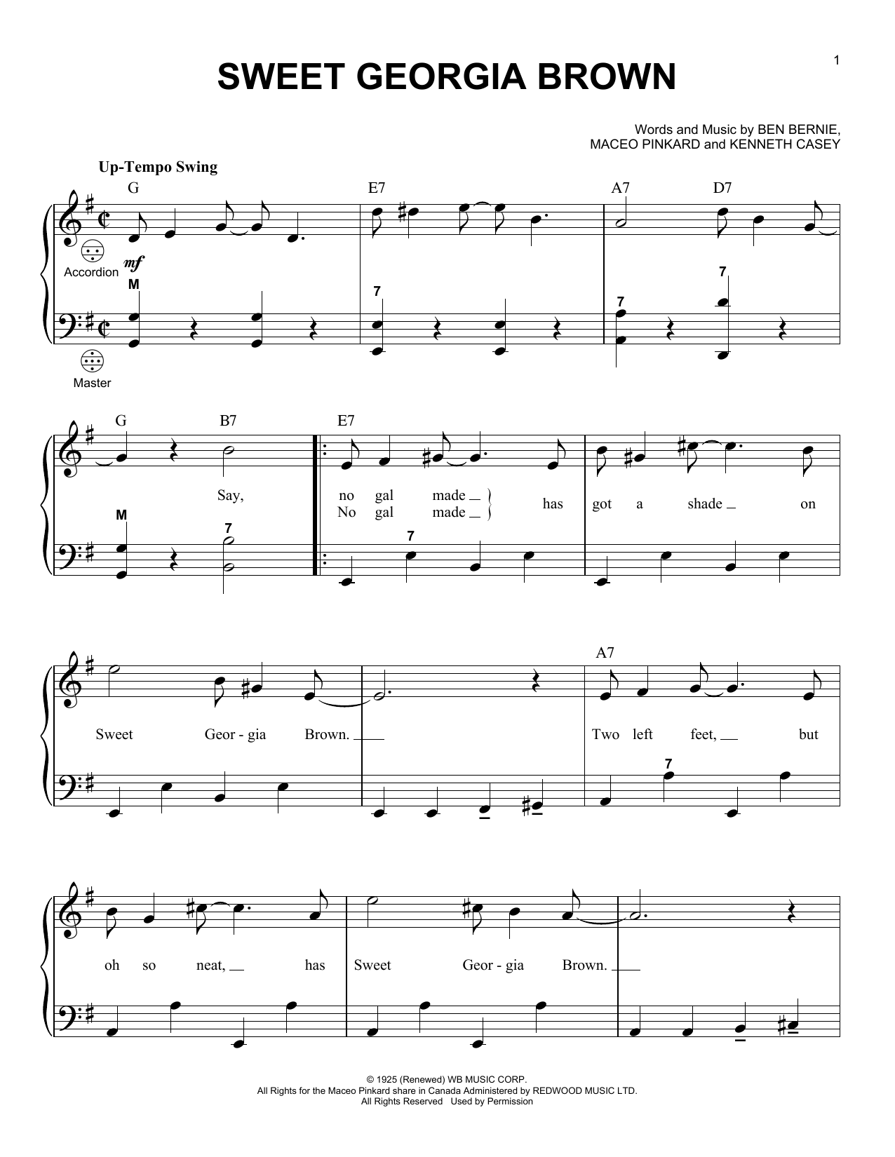 Download Gary Meisner Sweet Georgia Brown Sheet Music and learn how to play Accordion PDF digital score in minutes