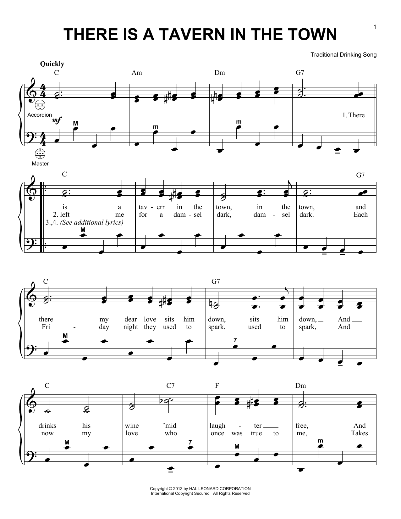 Download Gary Meisner There Is A Tavern In The Town Sheet Music and learn how to play Accordion PDF digital score in minutes