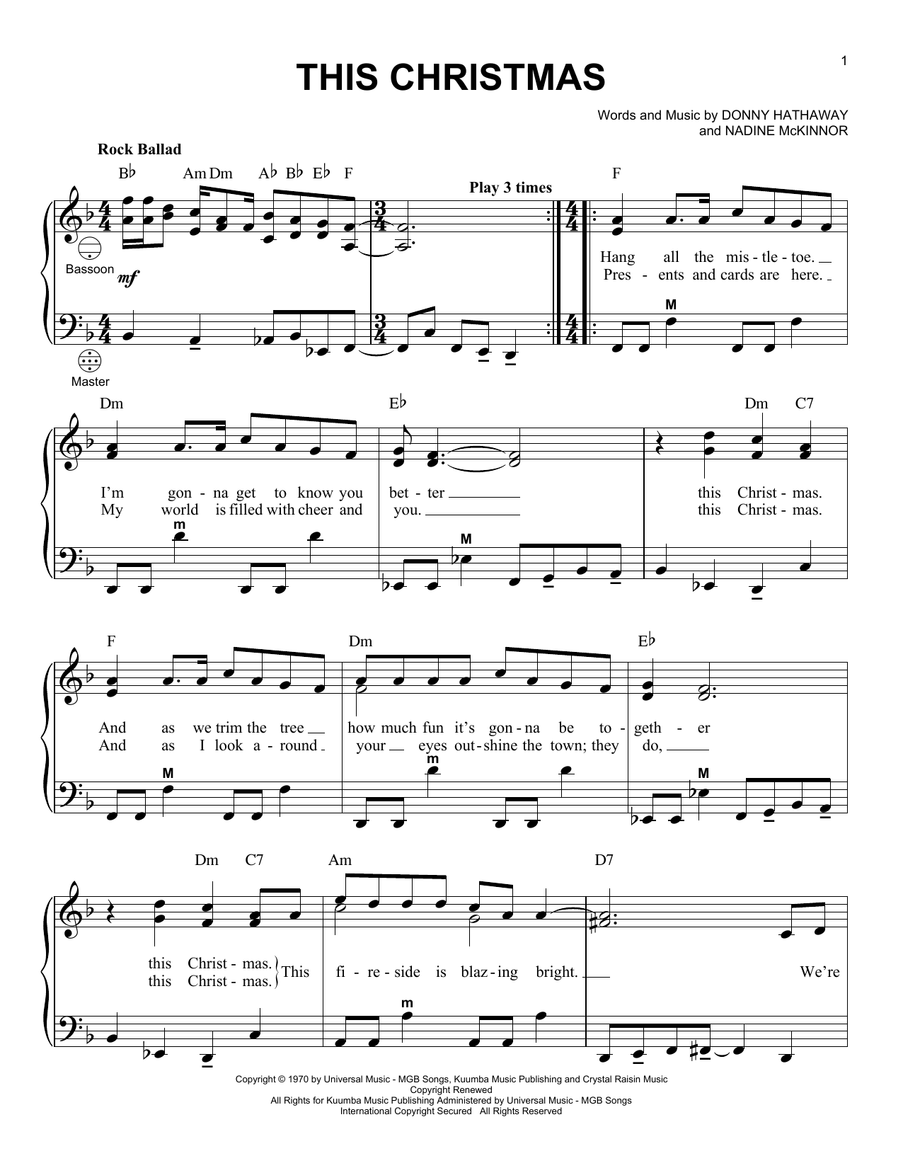 Download Donny Hathaway This Christmas Sheet Music and learn how to play Accordion PDF digital score in minutes
