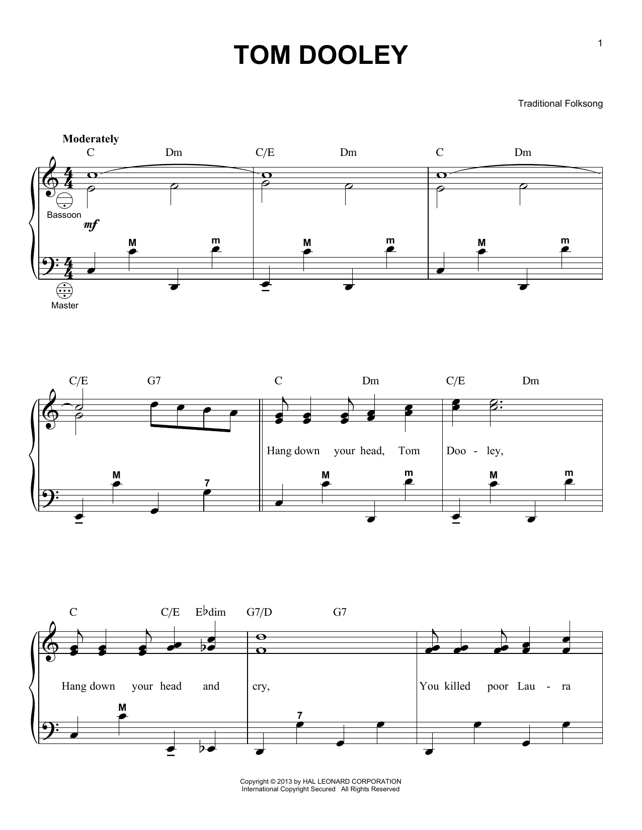 Download Gary Meisner Tom Dooley Sheet Music and learn how to play Accordion PDF digital score in minutes