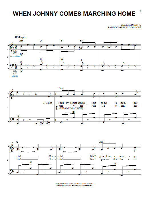 Download Gary Meisner When Johnny Comes Marching Home Sheet Music and learn how to play Accordion PDF digital score in minutes
