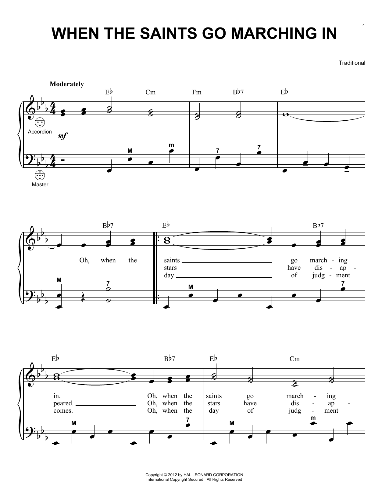Download Gary Meisner When The Saints Go Marching In Sheet Music and learn how to play Accordion PDF digital score in minutes