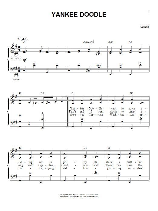 Download Gary Meisner Yankee Doodle Sheet Music and learn how to play Accordion PDF digital score in minutes