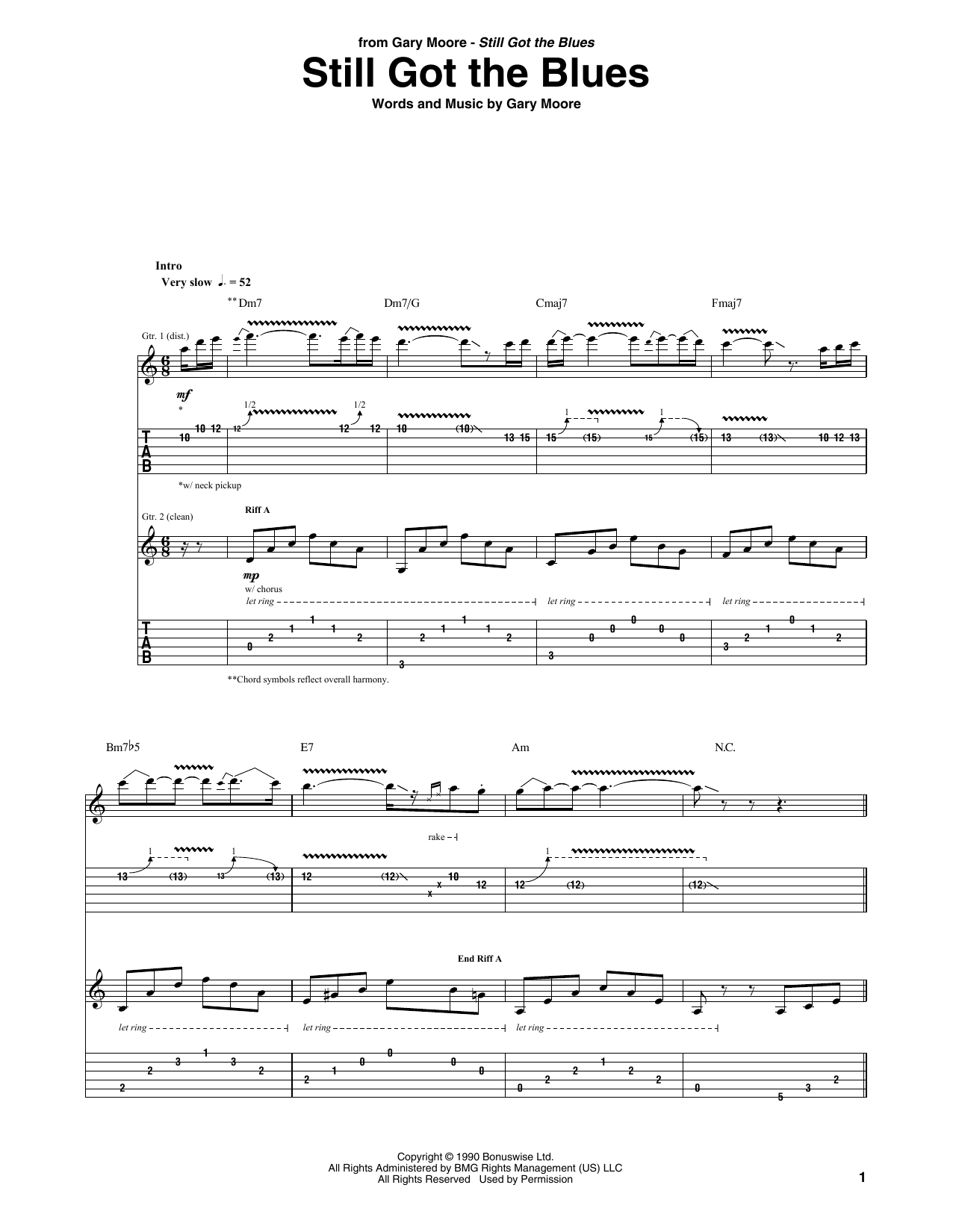 Download Gary Moore Still Got The Blues Sheet Music and learn how to play Guitar Lead Sheet PDF digital score in minutes