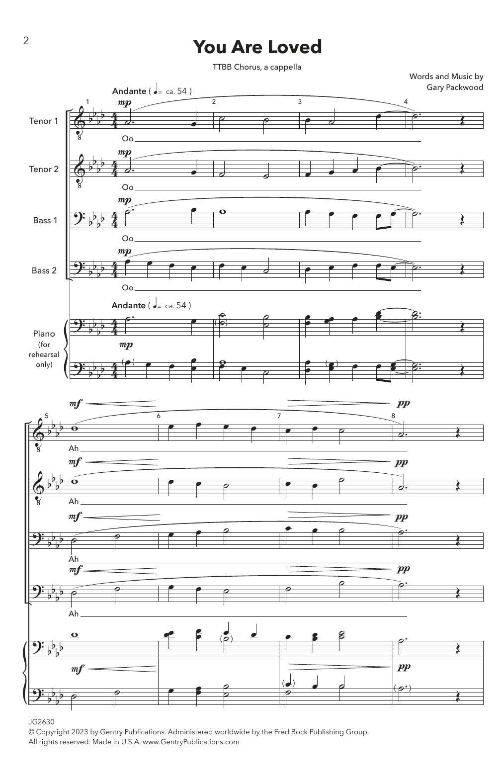 Download Gary Packwood You Are Loved Sheet Music and learn how to play TTBB Choir PDF digital score in minutes