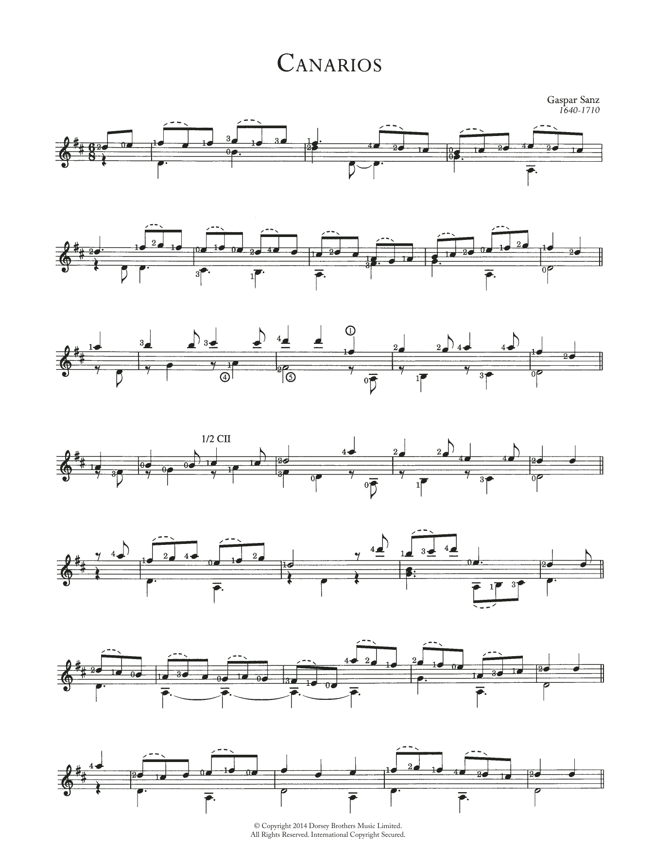 Download Gaspar Sanz Canarios Sheet Music and learn how to play Solo Guitar PDF digital score in minutes
