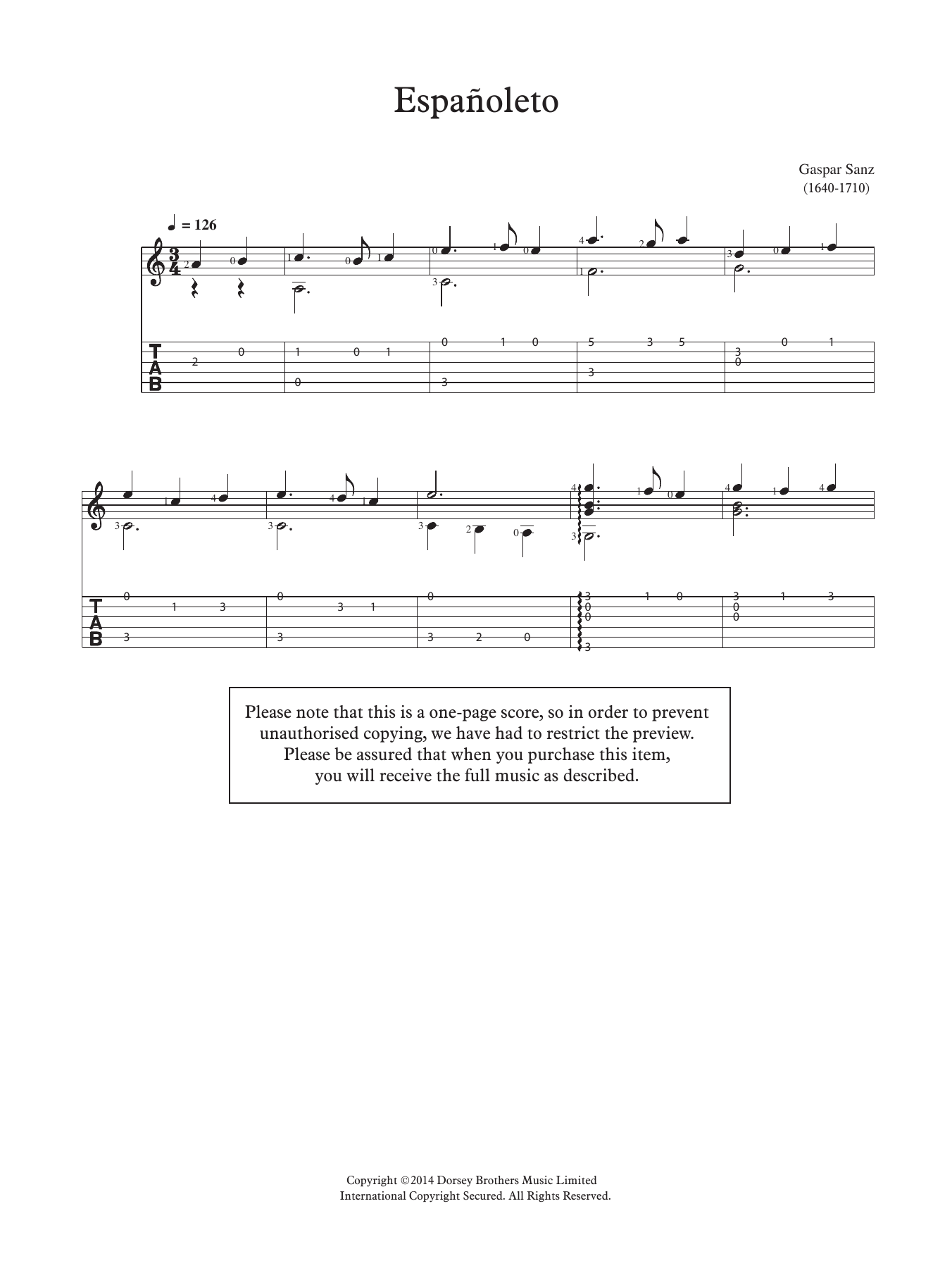 Download Gaspar Sanz Espanoleto Sheet Music and learn how to play Guitar PDF digital score in minutes