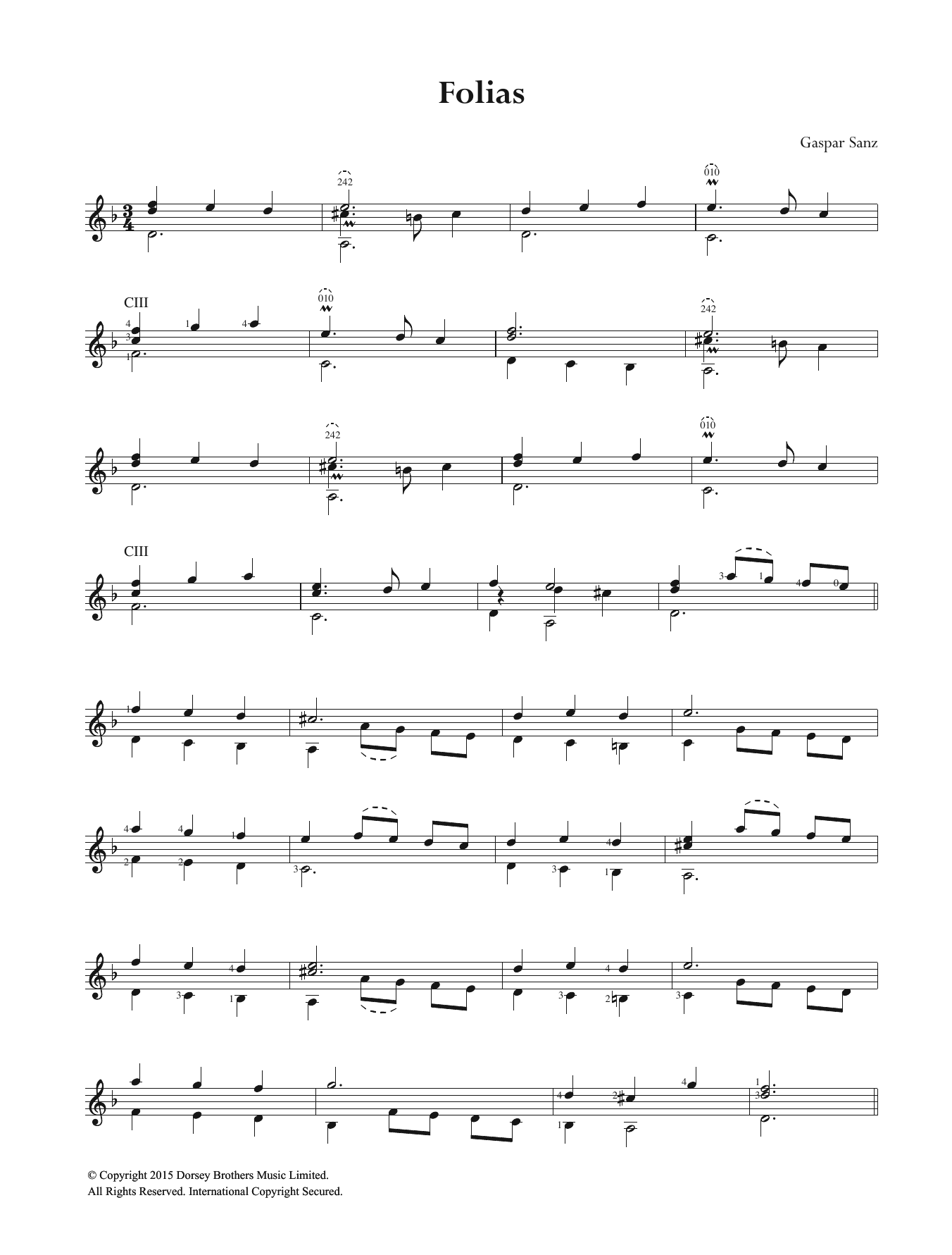 Download Gaspar Sanz Folias Sheet Music and learn how to play Guitar PDF digital score in minutes