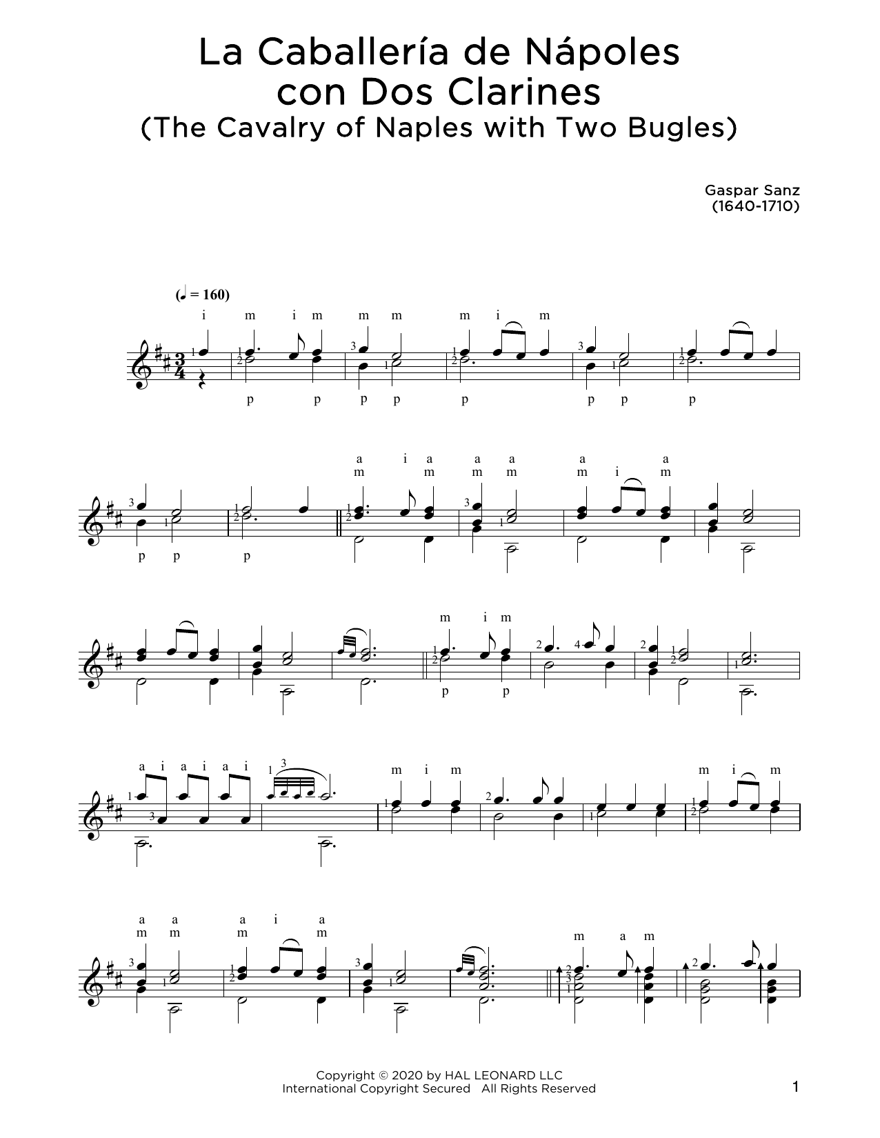 Download Gaspar Sanz La Caballeria de Napoles con Don Clarines Sheet Music and learn how to play Solo Guitar PDF digital score in minutes
