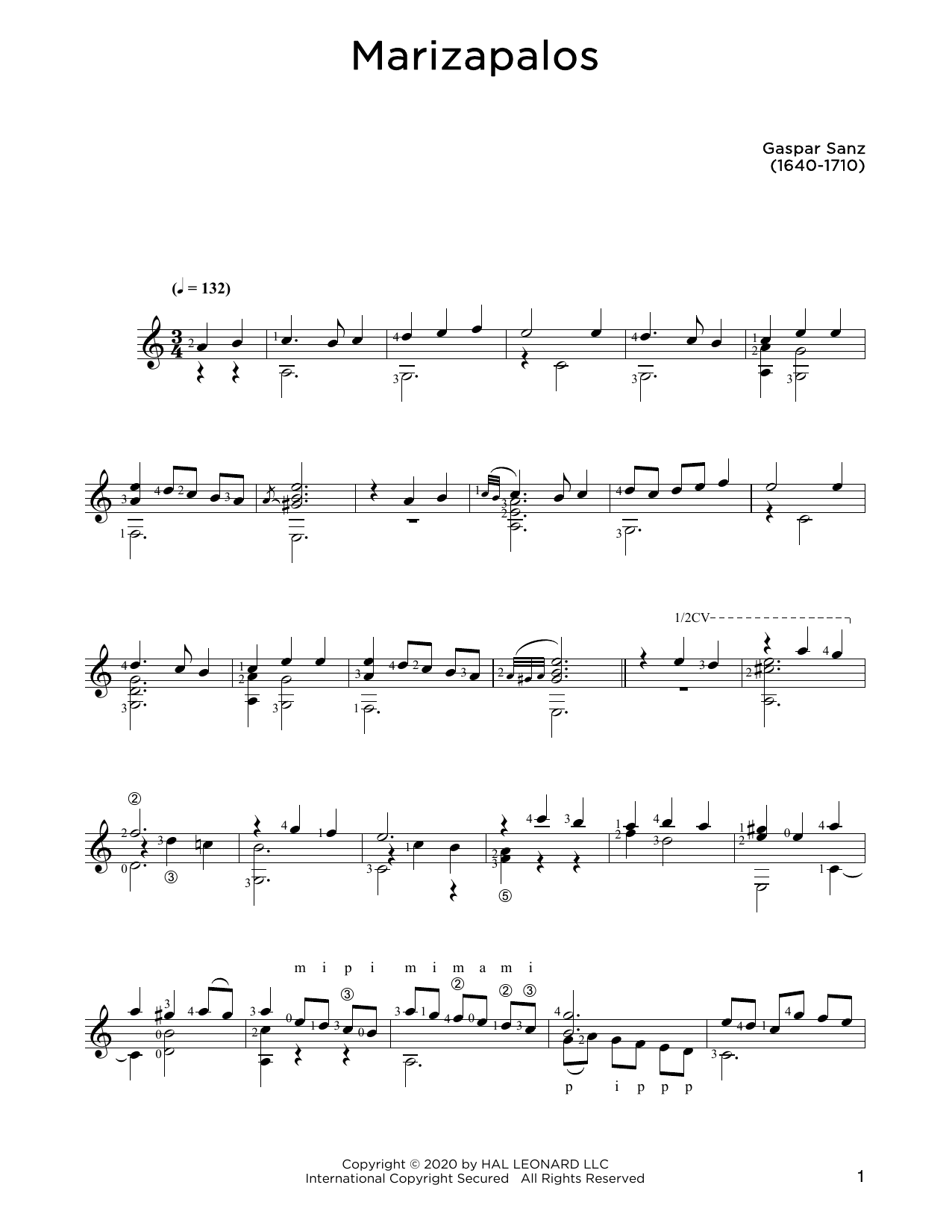 Download Gaspar Sanz Marizapalos Sheet Music and learn how to play Solo Guitar PDF digital score in minutes