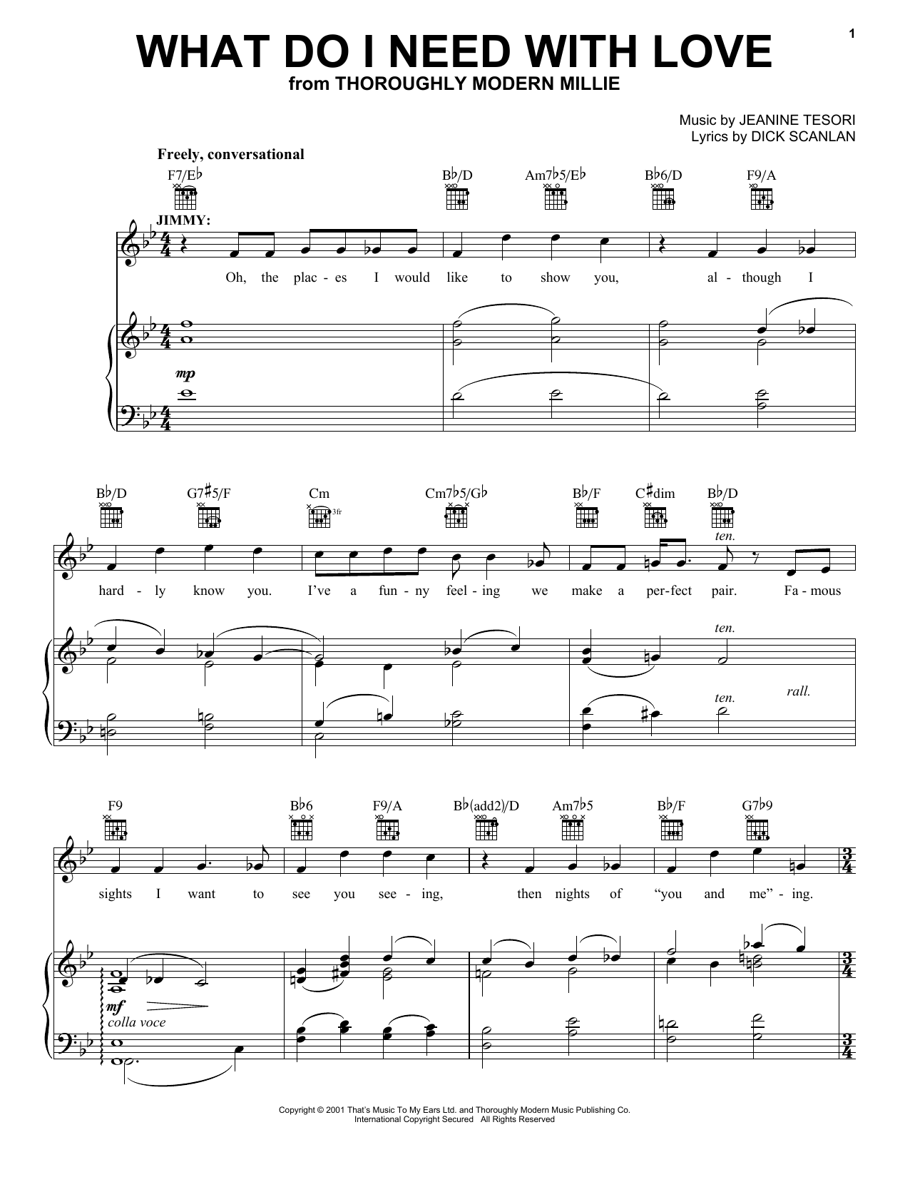 Download Gavin Creel What Do I Need With Love (from Thoroughly Modern Millie) Sheet Music and learn how to play Vocal Pro + Piano/Guitar PDF digital score in minutes