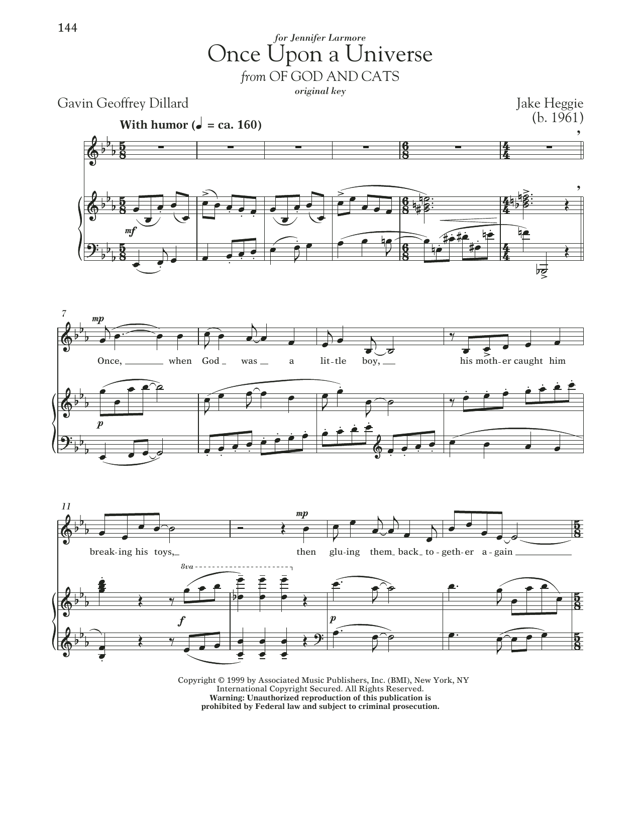 Download Gavin Geoffrey Dillard Once Upon A Universe Sheet Music and learn how to play Piano & Vocal PDF digital score in minutes